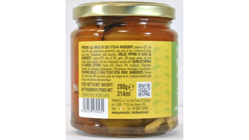 Parente peperoni alla brace in olio di oliva gr.280