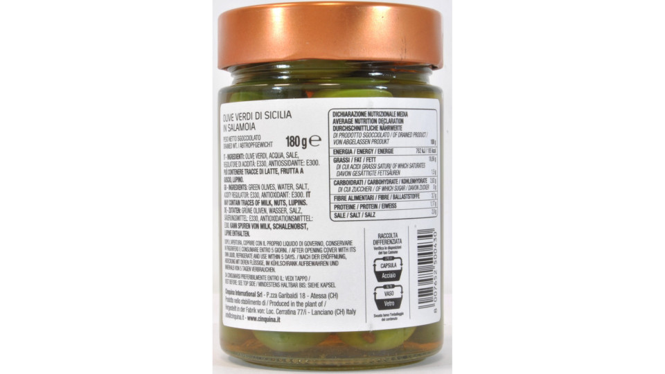 Cinquina olive verdi di sicilia gr.180