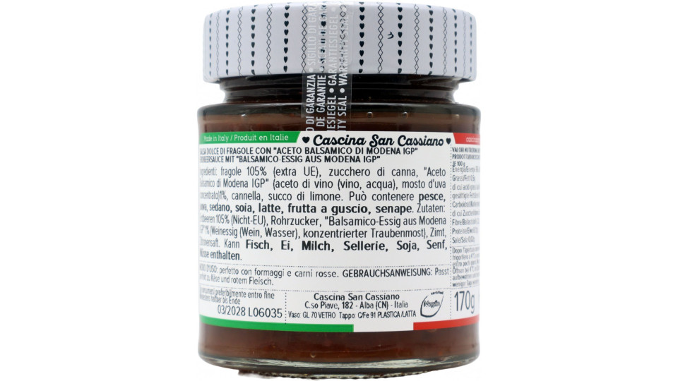 S.cassiano salsa dolce aceto balsamico e fragole ml.170