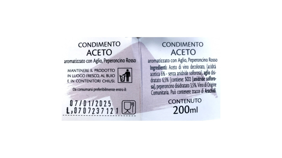 Raffaelli aceto con aglio e peperoncino ml.200