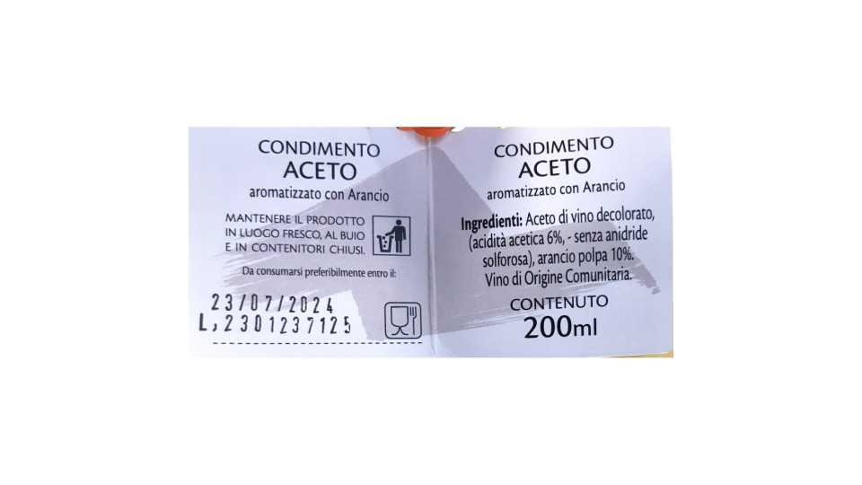 Raffaelli aceto con arancia 200ml