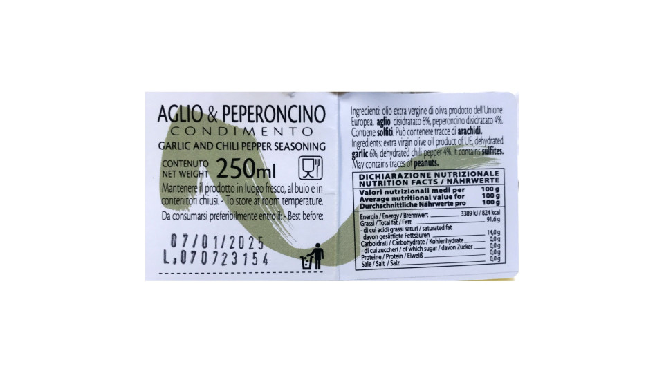 Raffaelli olio con aglio e peroncino ml250