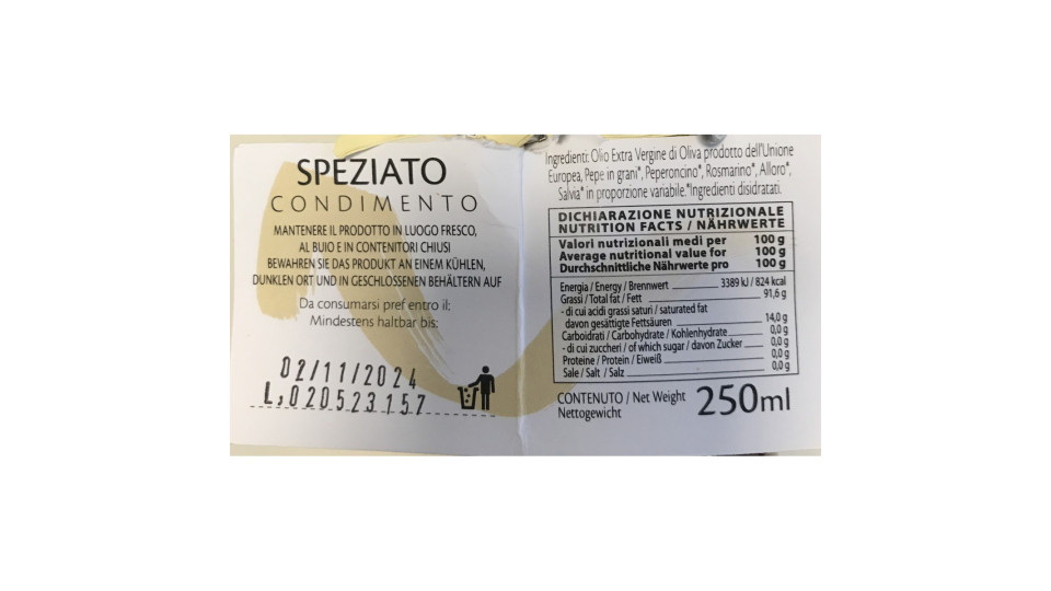 Raffaelli olio di oliva alle spezie 250ml