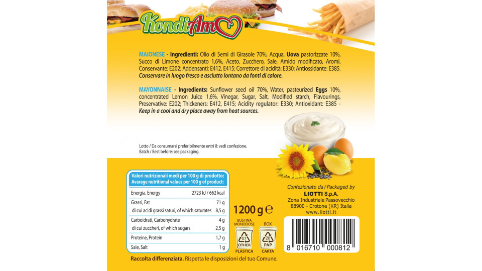 Olibar maionese monodose gr.12 box x100