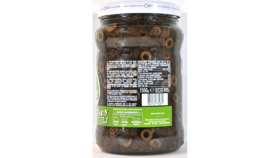 Citres olive nere rondelle in salamoia gr.1550