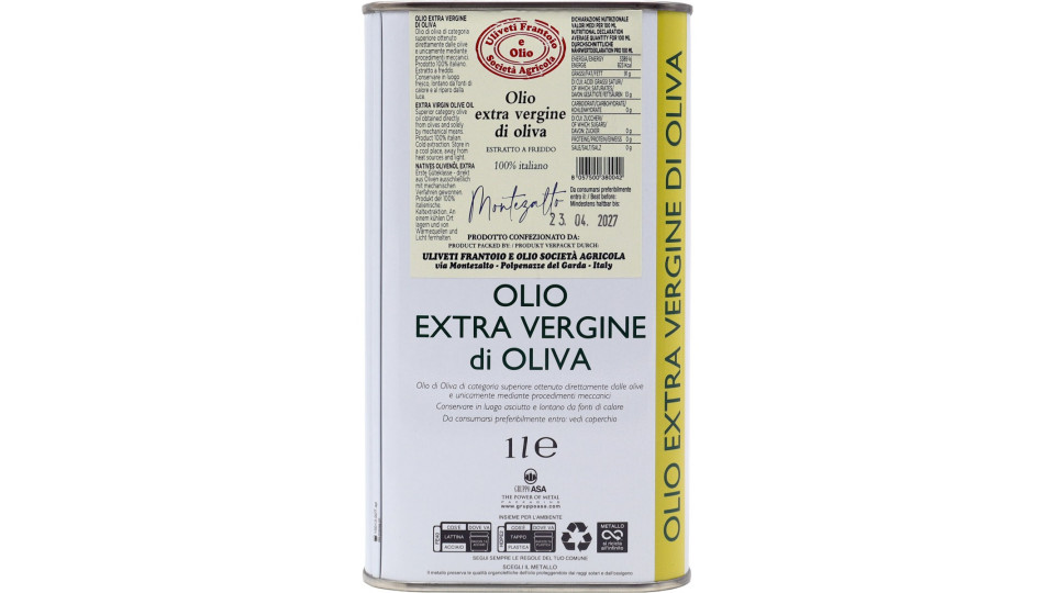 Montezalto olio extra vergine di olive 100% ita latta lt.1