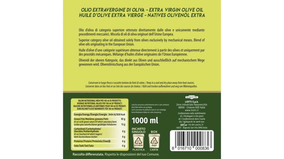 Olibar olio extra vergine di oliva monodose ml.10 box x100
