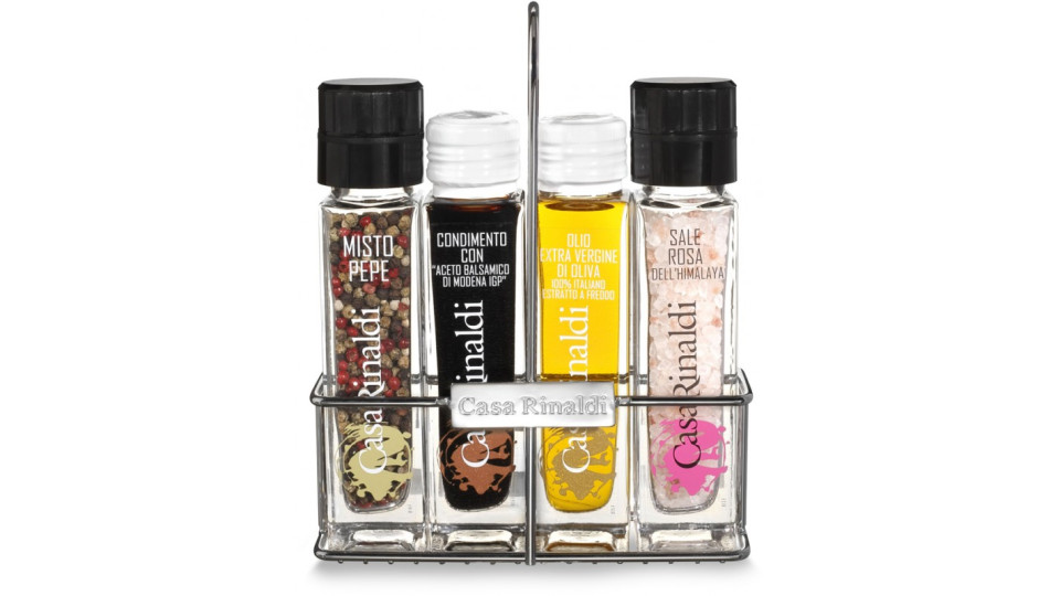 Casa Rinaldi set moulin carre olio-aceto-pepe e sale