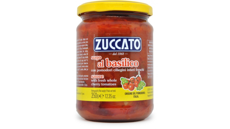 Zuccato sugo al basilico con pomodori ciliegini interi freschi...