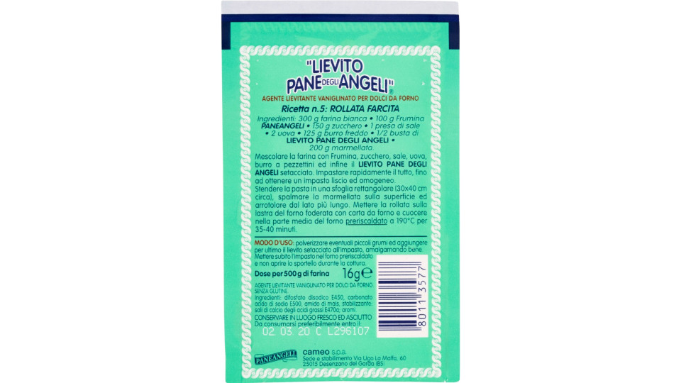 PANEANGELI Lievito Pane degli Angeli Vanigliato Per Dolci 16 g