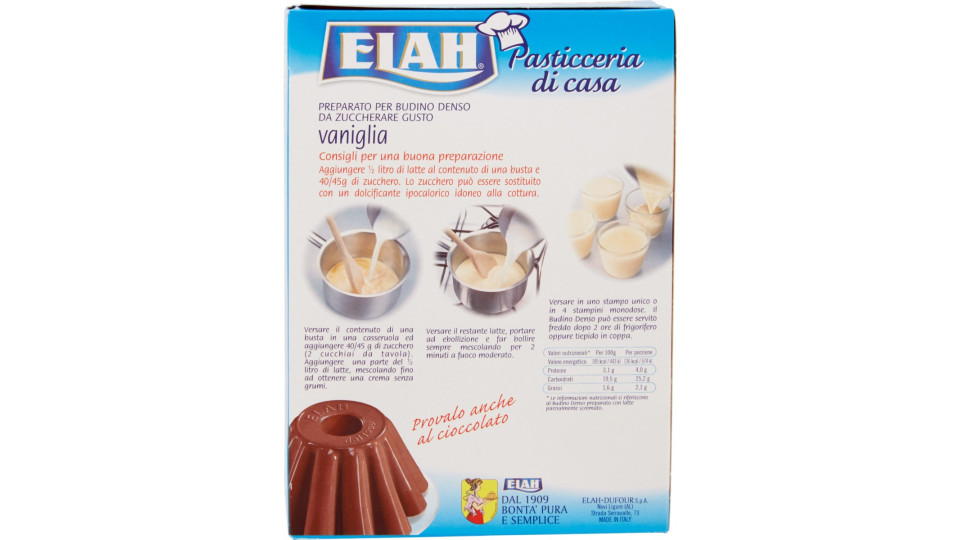 Elah Preparato per Budino Denso Gusto vaniglia 88 gr.