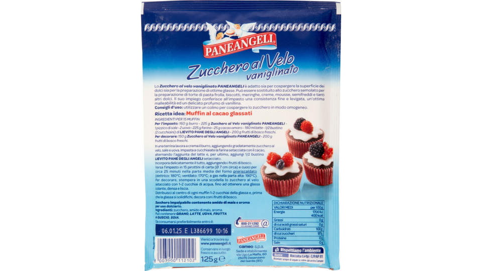 Paneangeli Zucchero velo vanigliato 125 gr.
