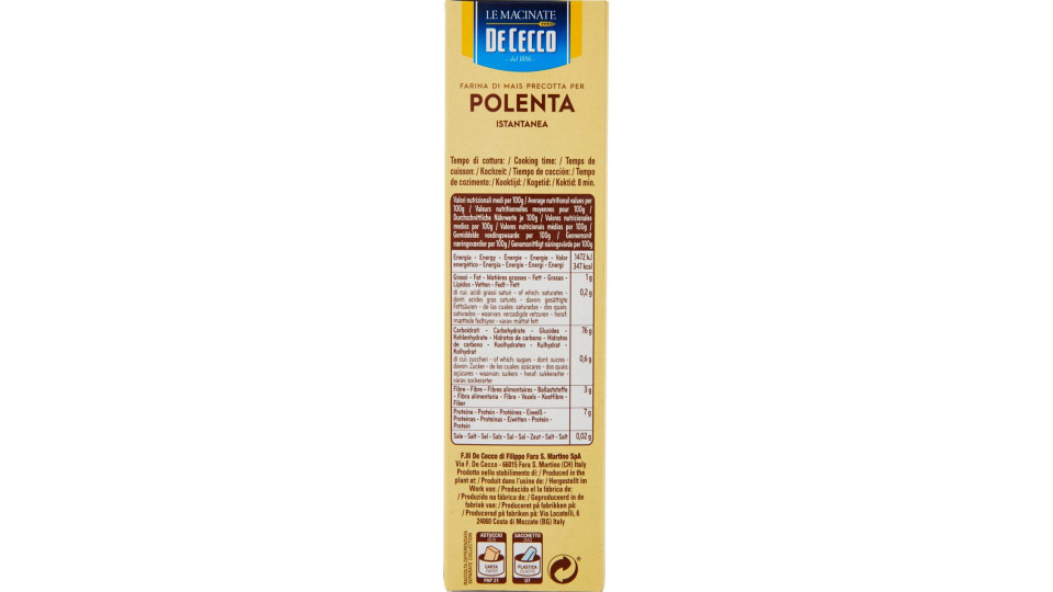 De Cecco Le Macinate Farina di Mais Precotta per Polenta...