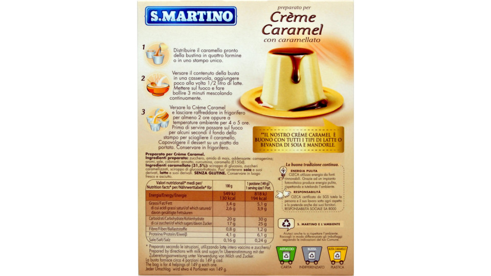 San Martino preparato per creme caramel s/glutine gr.95