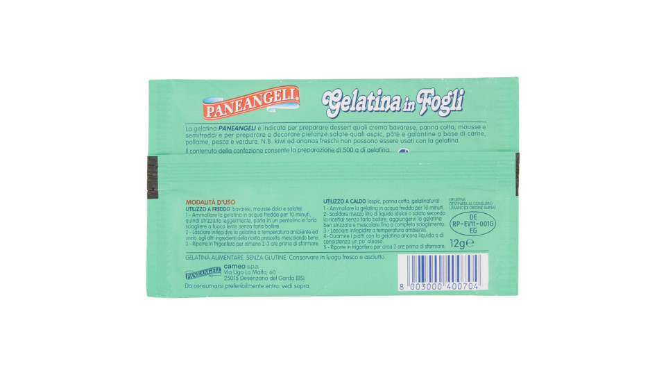 Paneangeli Cameo Gelatina in fogli gr.12