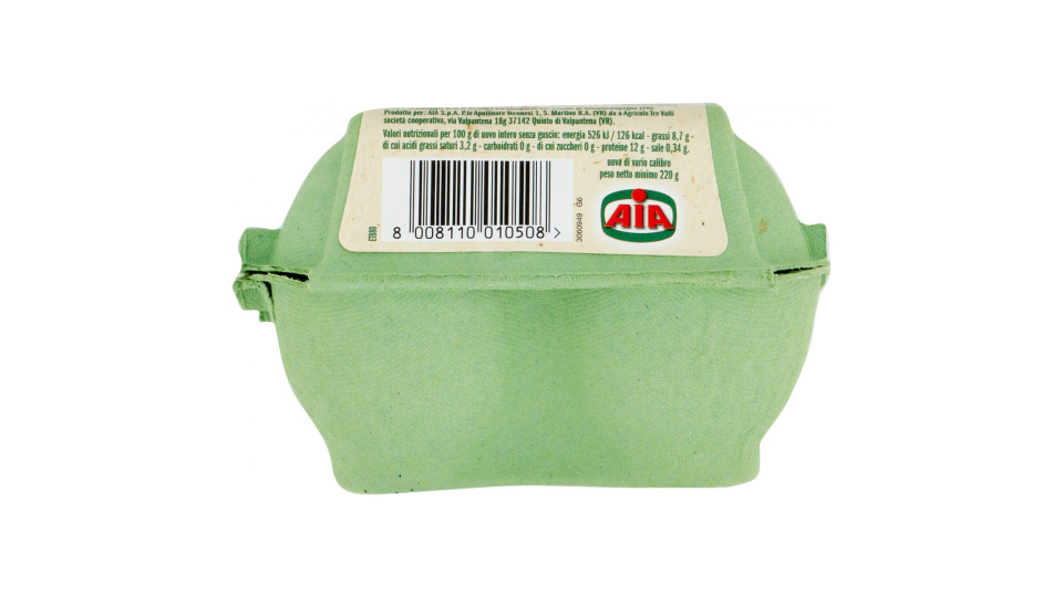 Aia Biovita 4 Uova Fresche da Allevamento Biologico 220 gr.