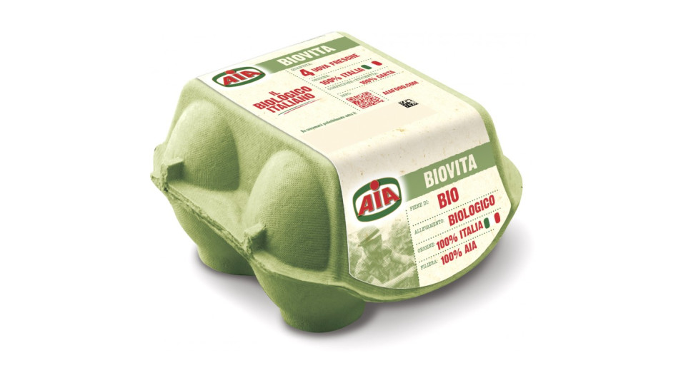 Aia Biovita 4 Uova Fresche da Allevamento Biologico 220 gr.
