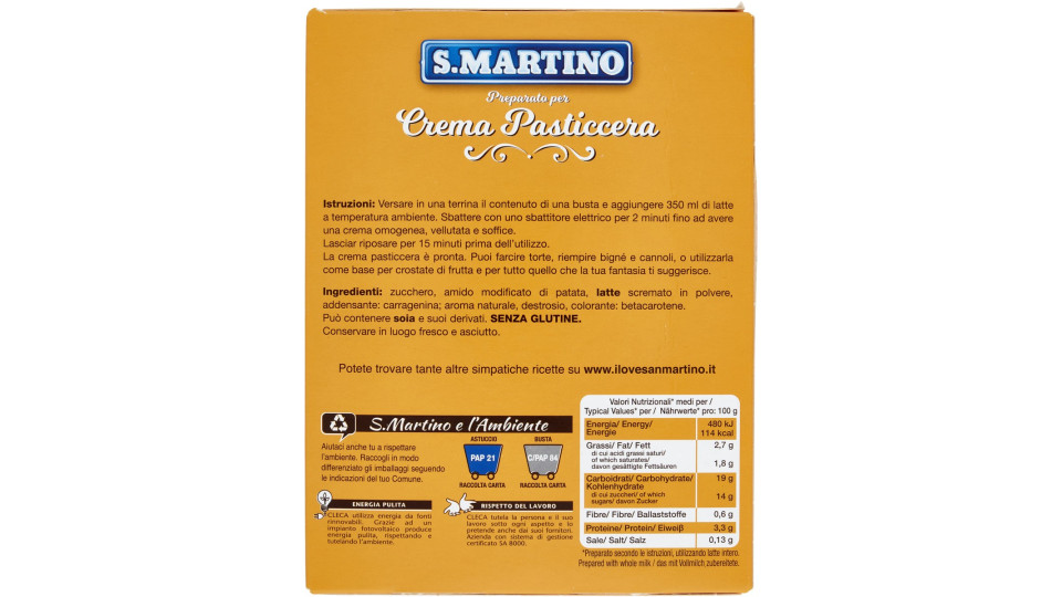 S.Martino Preparato per Crema Pasticcera 2 Buste 140 g