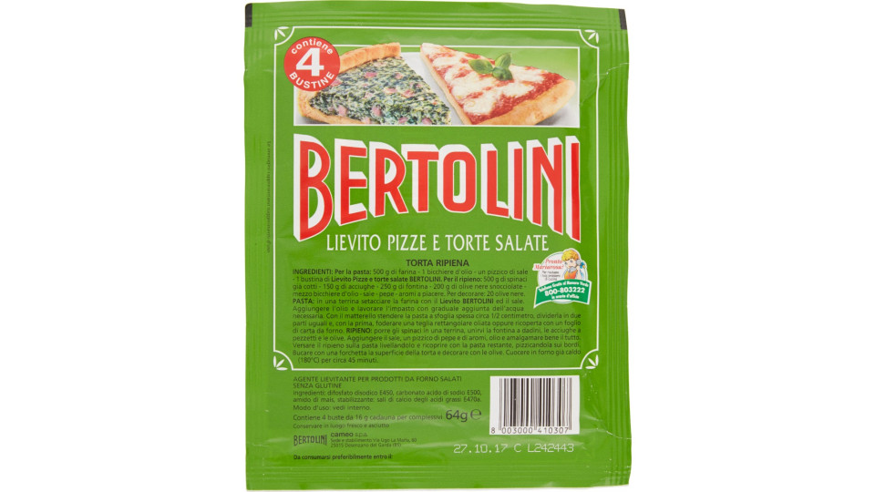 Bertolini Lievito Pizze e Torte Salate 4 x 16 gr.