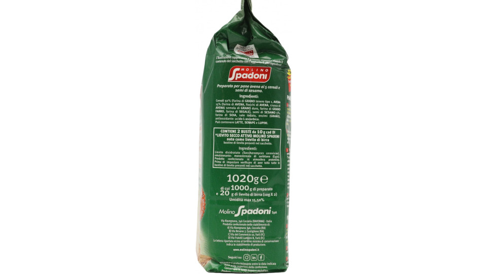 Molino Spadoni 1 kg di preparato per Pane Avena ai 5 cereali e...