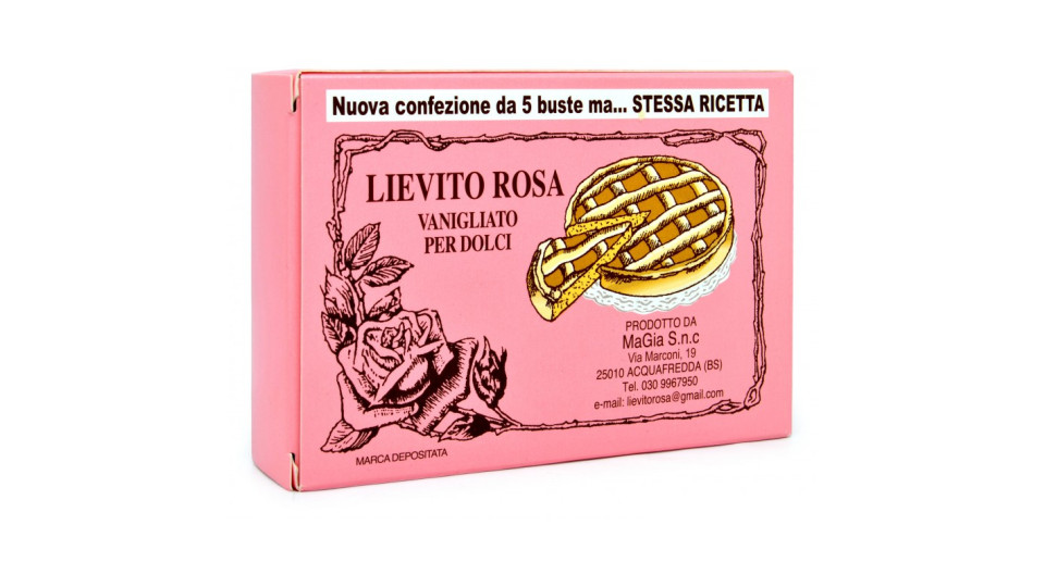 Lievito rosa vanigliato per dolci 5 buste gr.16