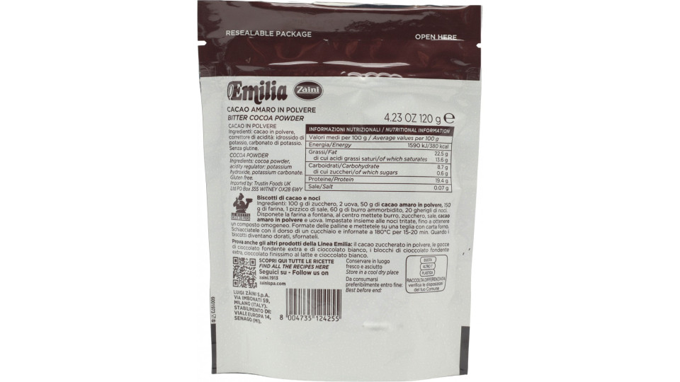 Zàini Emilia Cacao Amaro in Polvere 120 g