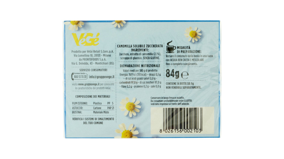 VéGé Camomilla Solubile 14 x 6 g