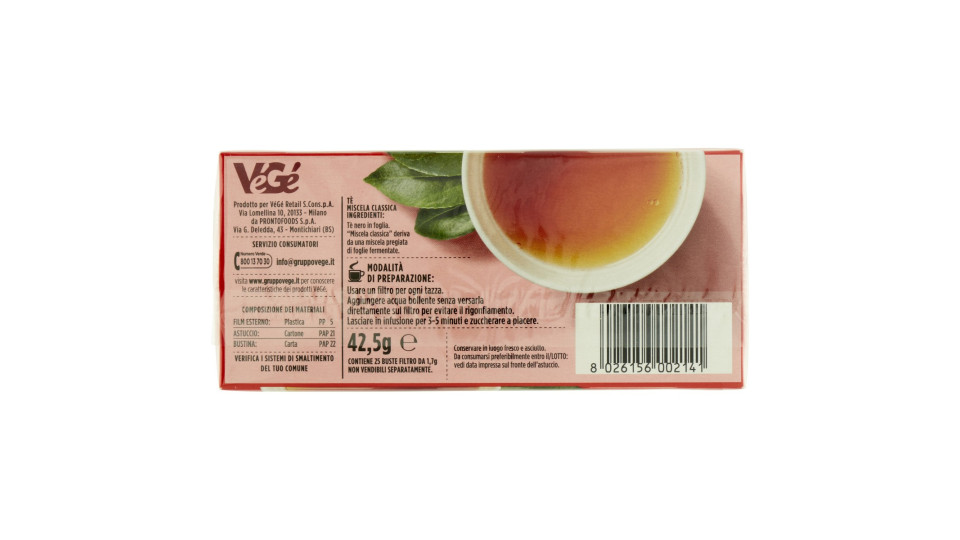 VéGé Tè Miscela Classica 25 x 1,7 g