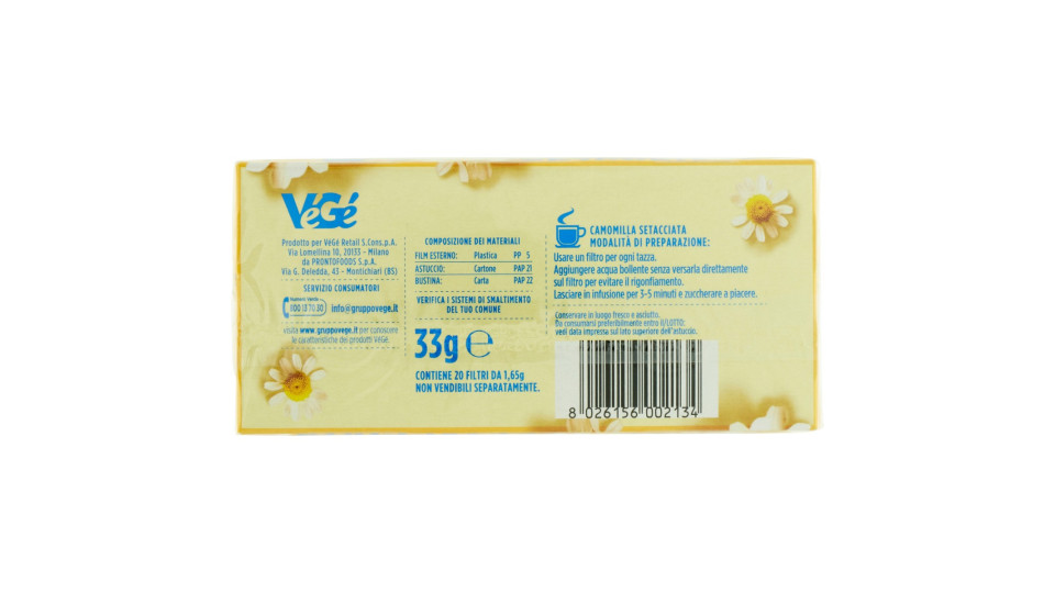 VéGé Camomilla Setacciata 20 x 1,65 g