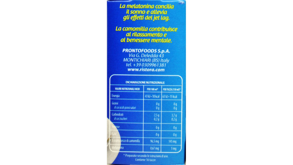 Ristora camomilla con melatonina x16 buste