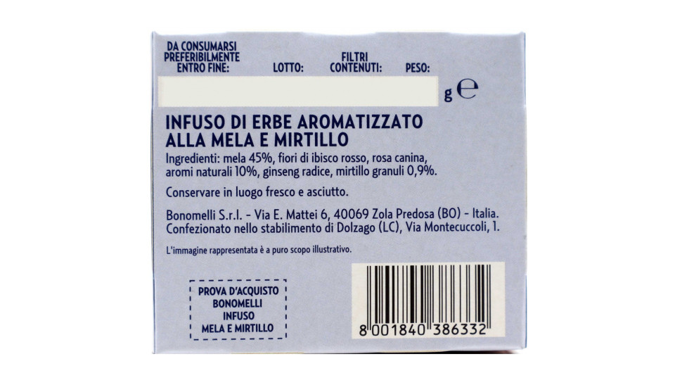 Bonomelli Infusi Fruttosi 100% Naturali Mela e Mirtillo 12...