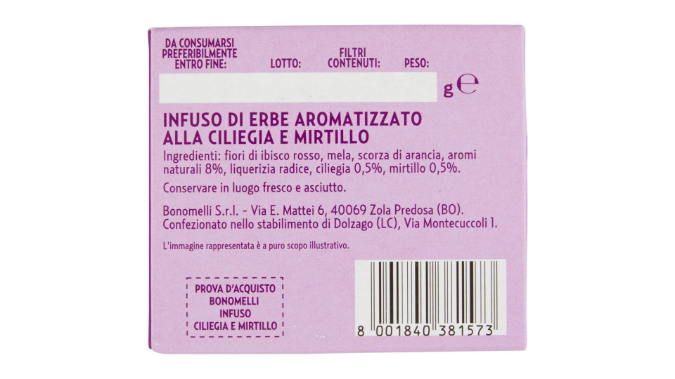 Bonomelli Infusi Fruttosi 100% Naturali Ciliegia e Mirtillo 12...