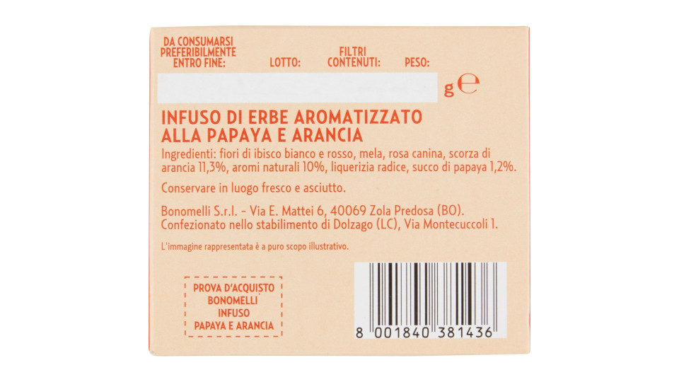 Bonomelli Infusi Fruttosi 100% Naturali Papaya e Arancia 12...