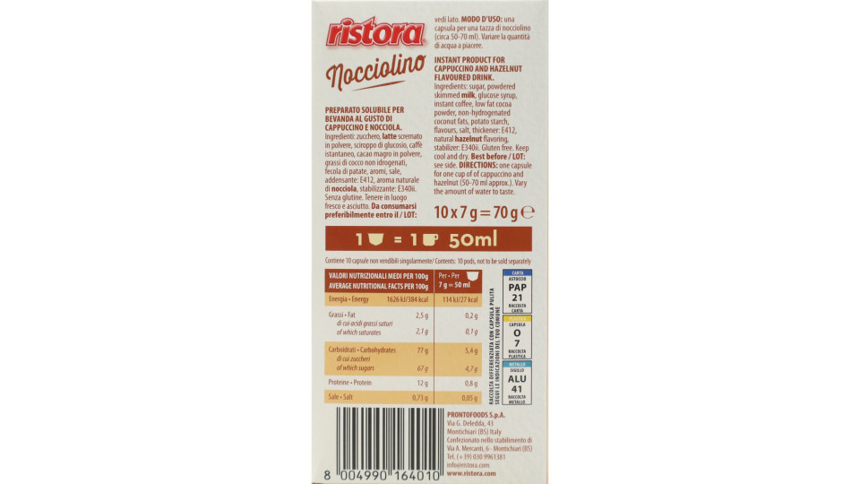 Ristora Nocciolino 10 Capsule compatibili con macchine...