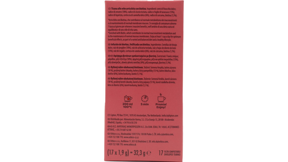 Lipton Benessere Intestinale Tarassaco, Zenzero + Biotina...