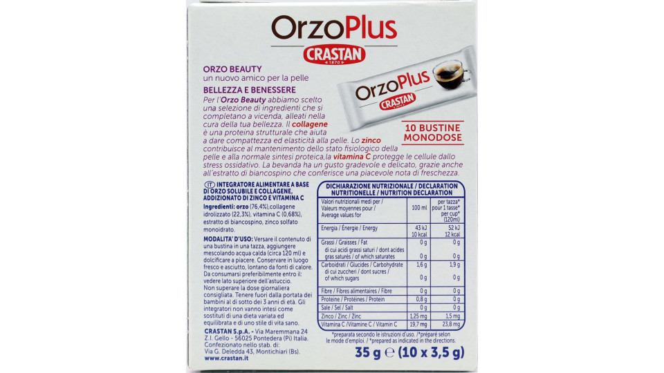 Crastan OrzoPlus Orzo Beauty Bustine Monodose 10 x 3,5 g