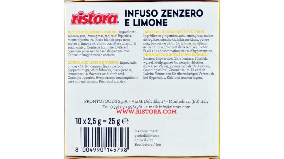 Ristora Infuso Zenzero e Limone Capsule compatibili con...