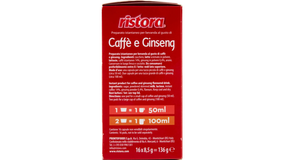 Ristora Caffè e Ginseng 16 Capsule compatibili Lavazza A Modo...