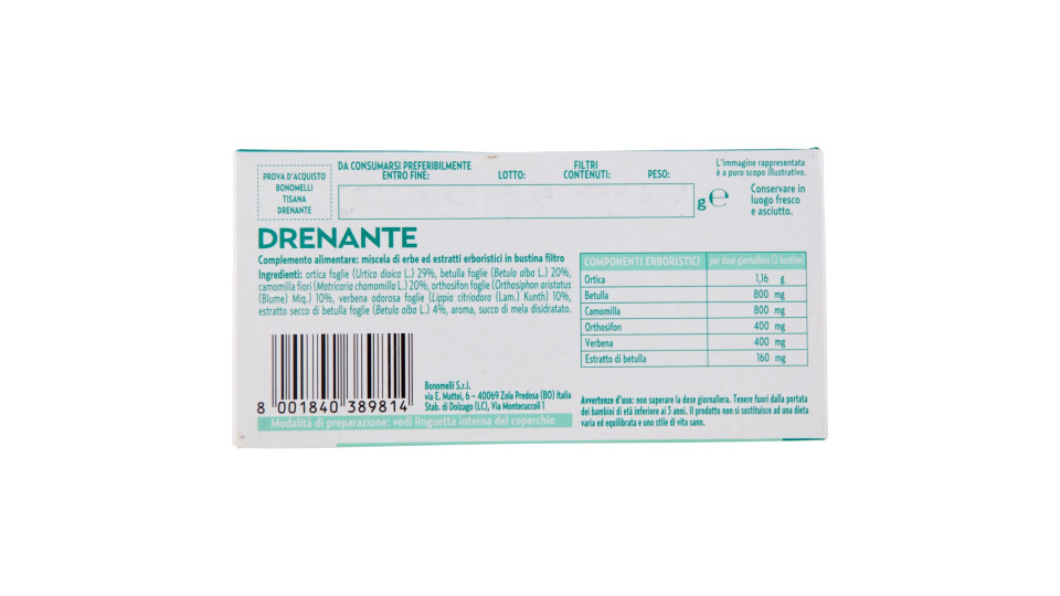 Bonomelli Tisane Drenante 16 Filtri 32 g