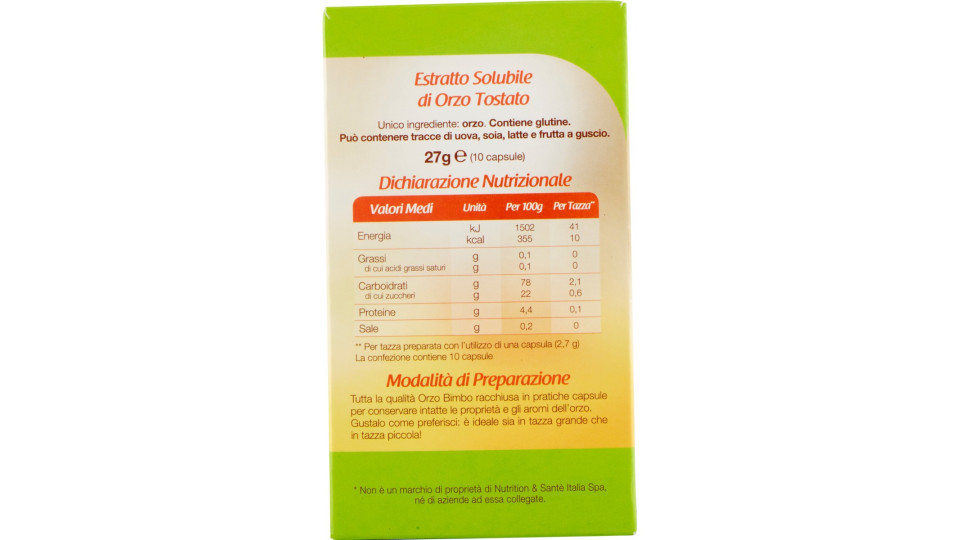 Orzo Bimbo Orzo 100% 10 Capsule Compatibili con Macchine...