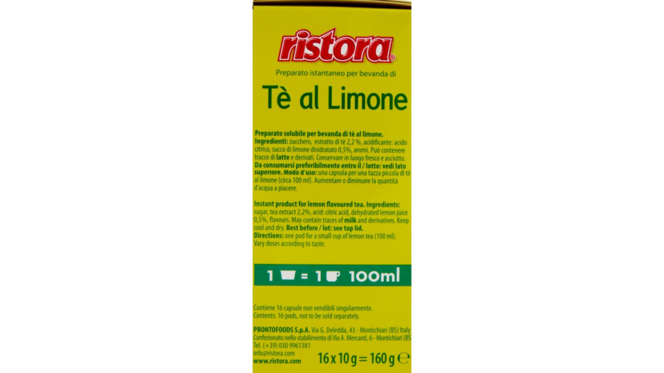 Ristora Tè al Limone 16 Capsule compatibili Lavazza A Modo Mio...