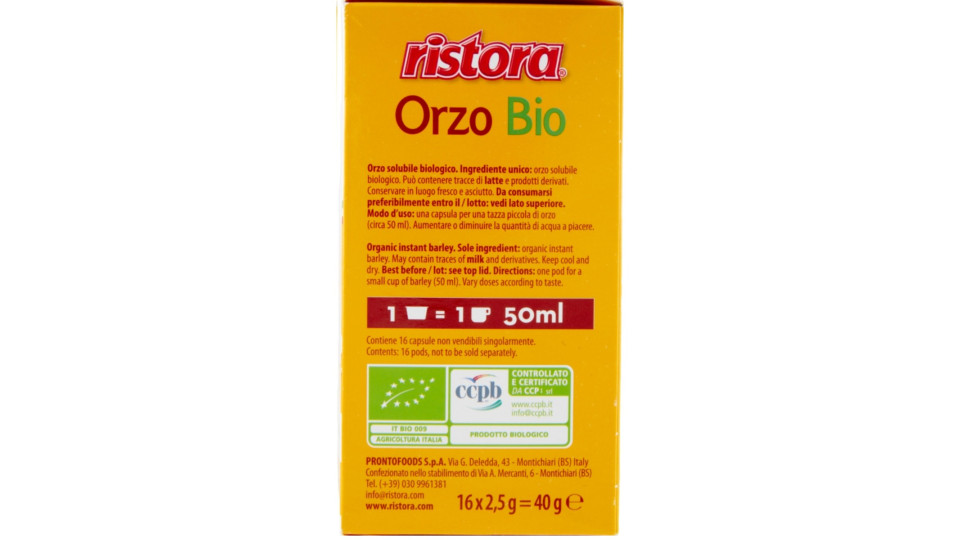 Ristora orzo bio capsule x16 a modo mio