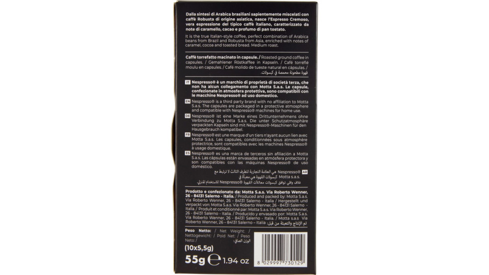 caffè motta Espresso Cremoso Capsule in Alluminio Compatibili...