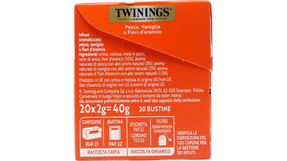 Twinings Pesca, Vaniglia, Fiori d'Arancio Infuso...