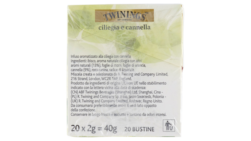 Twinings Infuso Aromatizzato Ciliegia e Cannella 20 x 2 g