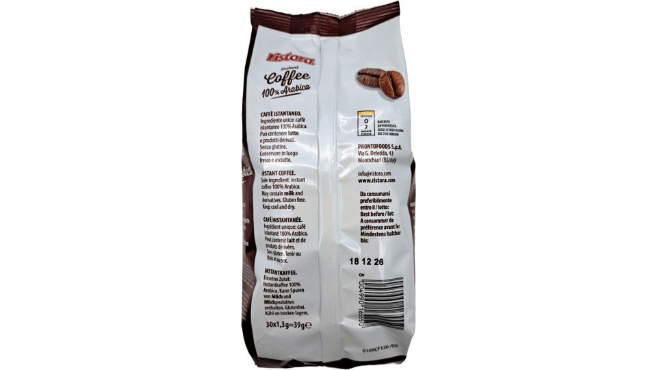 Ristora instant coffe 100% arabica 30 caps