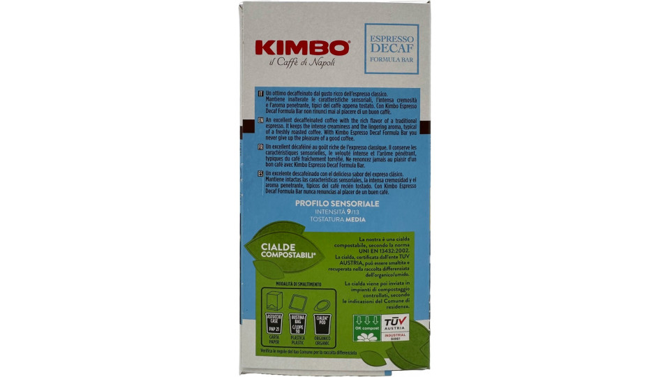 Kimbo Espresso Decaf Formula Bar 15 Cialde Compostabili* 109.5 g