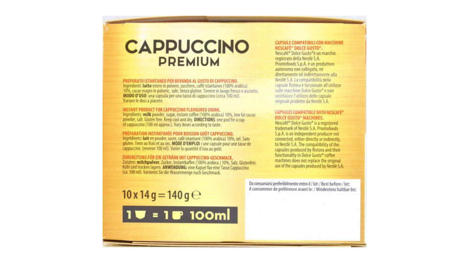 Ristora cappucino caps x10 nespresso