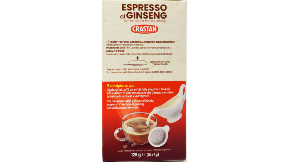 Crastan Espresso al Ginseng Cialde Compostabili per Macchine...