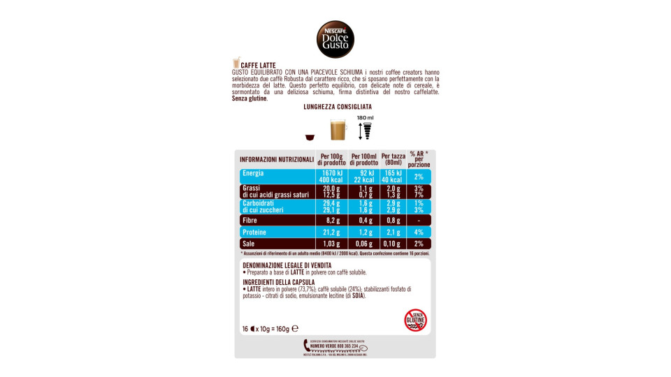 Nescafè dolce gusto Caffelatte caffè con latte 16 capsule (16...